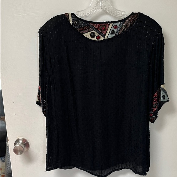 Vintage 100% Silk Beaded Blouse - Picture 5 of 9